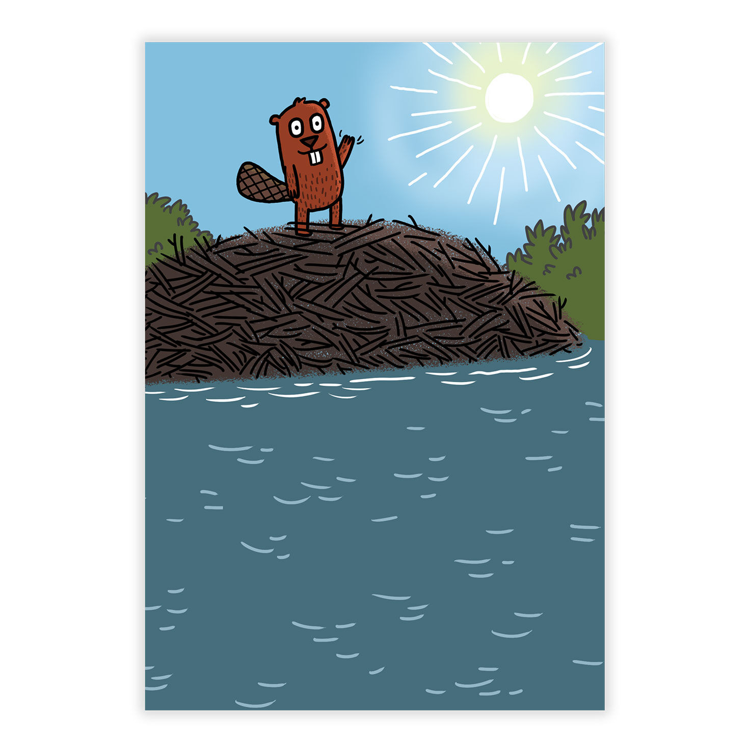 Beaver On Dam Personalized Father's Day Card front image number 2
