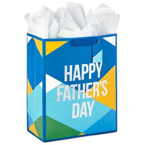 13" Happy Father's Day Gift Bag With Tissue and Tag, , large