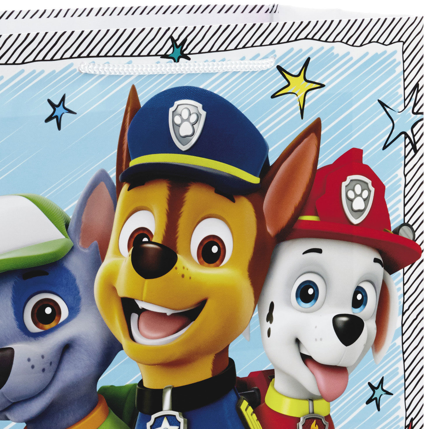 Paw Patrol Pups on Blue Large Gift Bag Handle Detail image number 4