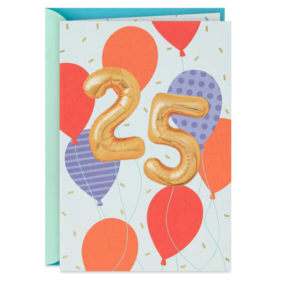 Bright Balloons Quarter Century 25th Birthday Card, , large image number 1