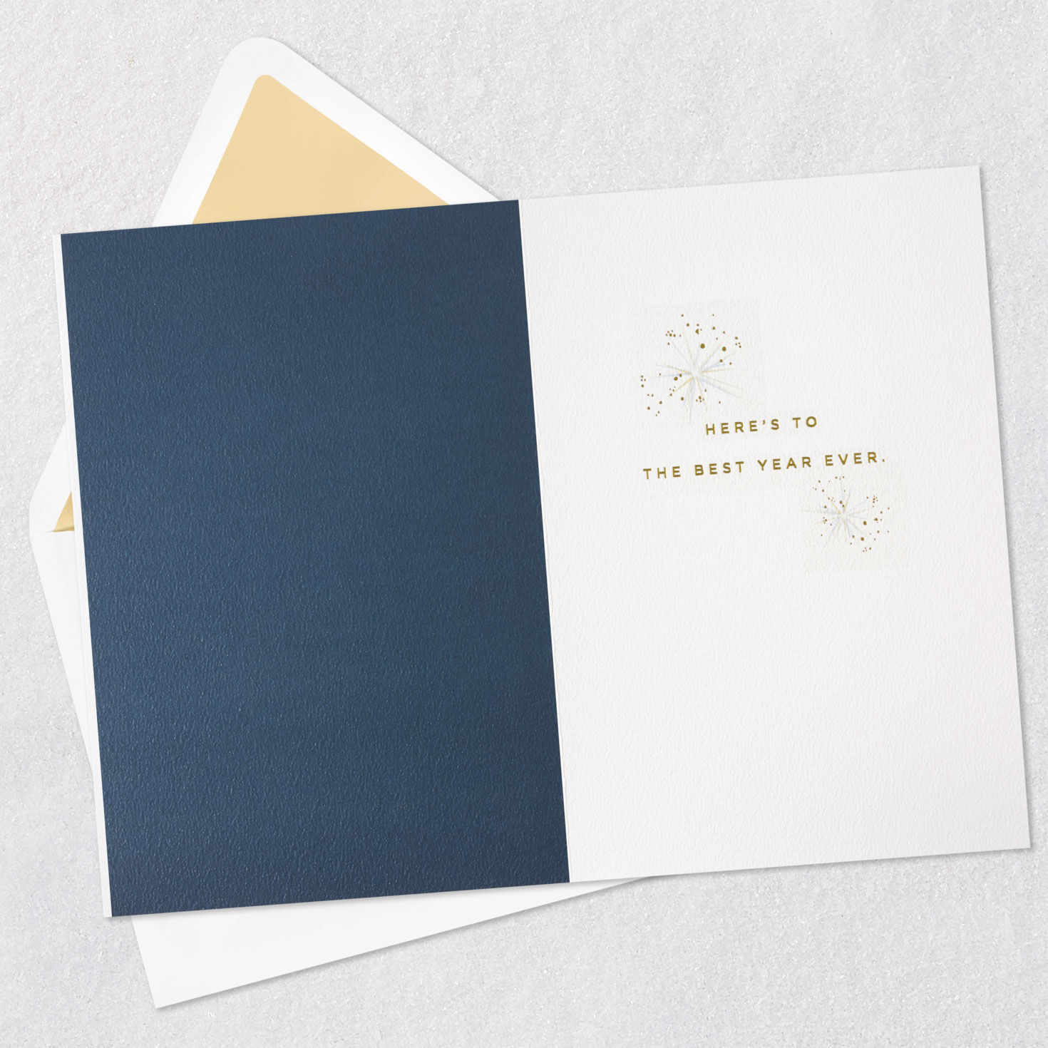 Gold Star Sparkler Navy Birthday Card Open card with envelope image number 3