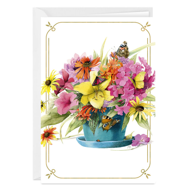 Marjolein Bastin Cheerful Flower Pot Blank Custom Card
