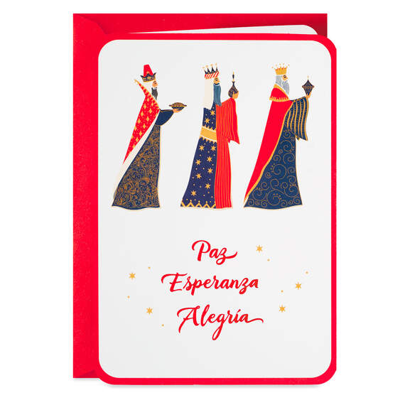 Peace, Hope, Joy Spanish-Language Christmas Card, , large image number 1
