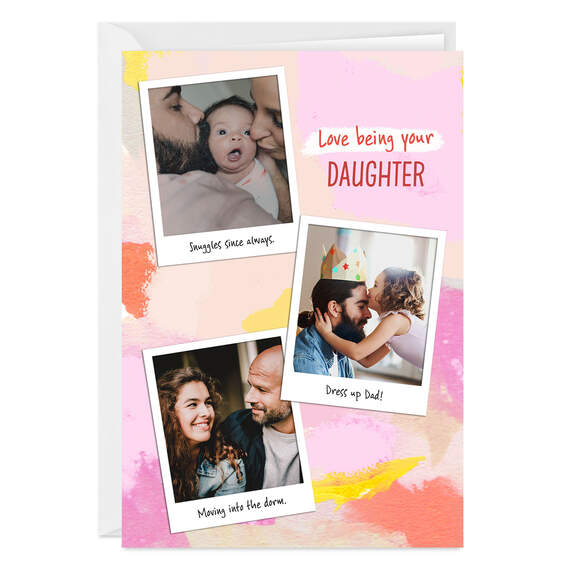 Personalized Snapshots on Pink Watercolor Photo Card