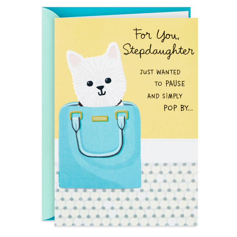 Dog in Purse Birthday Card for Stepdaughter