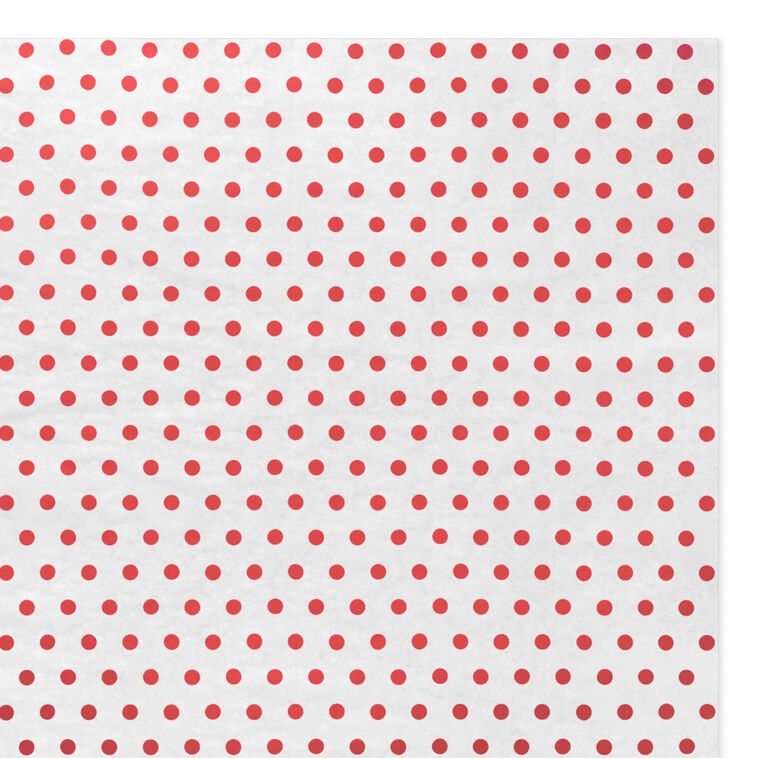 Red Polka Dots on White Tissue Paper, 6 sheets, Red on White, large image number 3