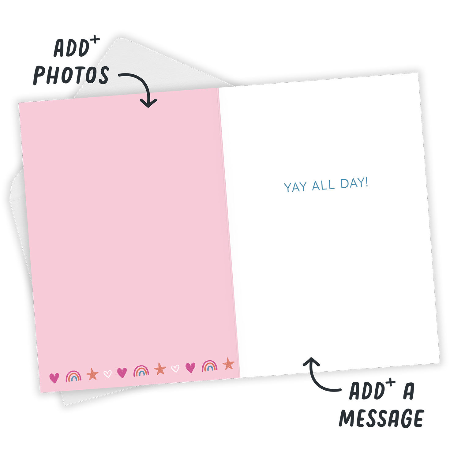 Pink Scrapbook Design Personalized Birthday Card Open Card with Envelope indicating personalization image number 4