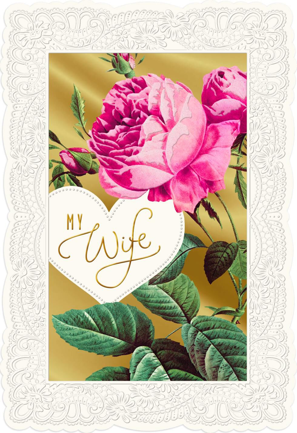 Pink Peony Flowers Valentine's Day Card for Wife