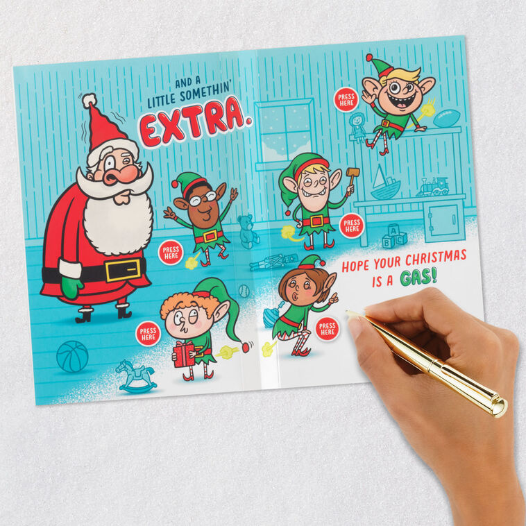 Santa and Farting Elves Funny Christmas Card With Sound signing card image number 7