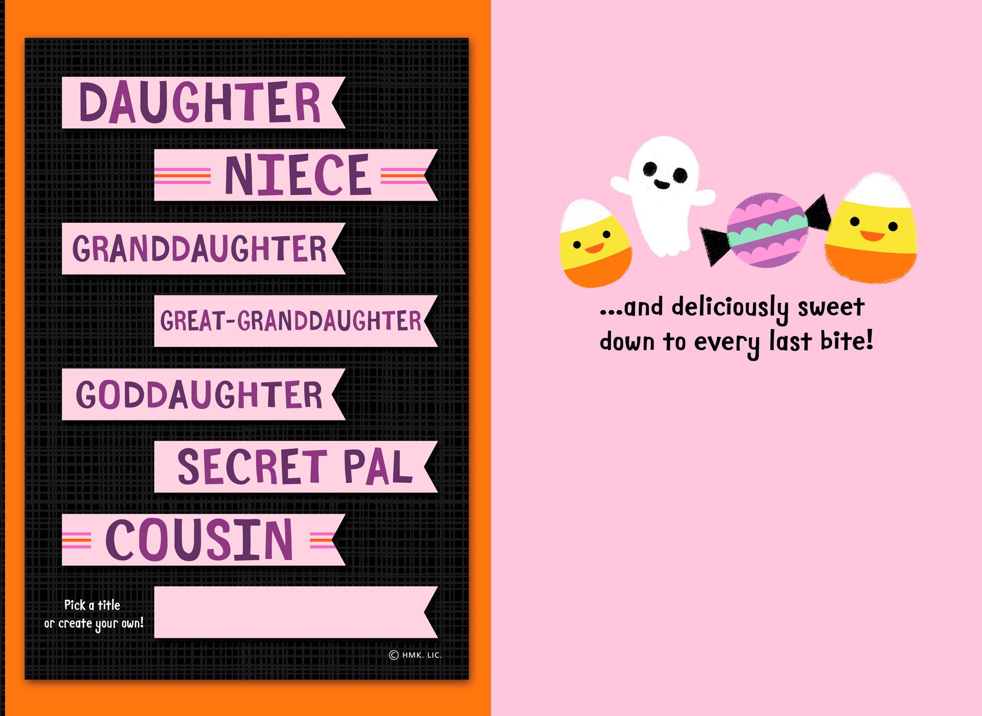 Sweet Treats Halloween Card with Customizable Female Relative Stickers