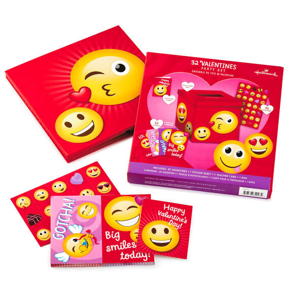 Heart-y Emojis Kids Classroom Valentines Set With Cards, Stickers and Mailbox, , large image number 7