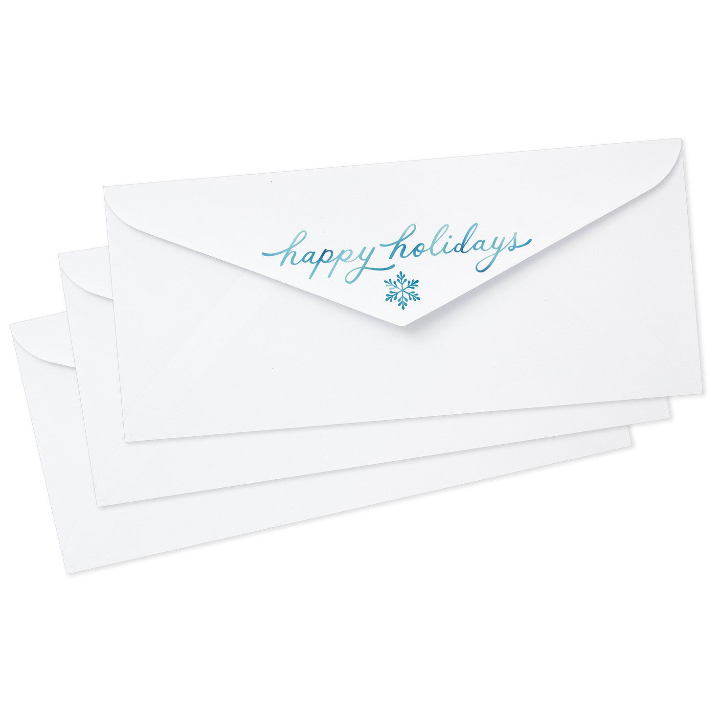 Blue Snowflakes on White Pack of Envelopes fanned image number 2