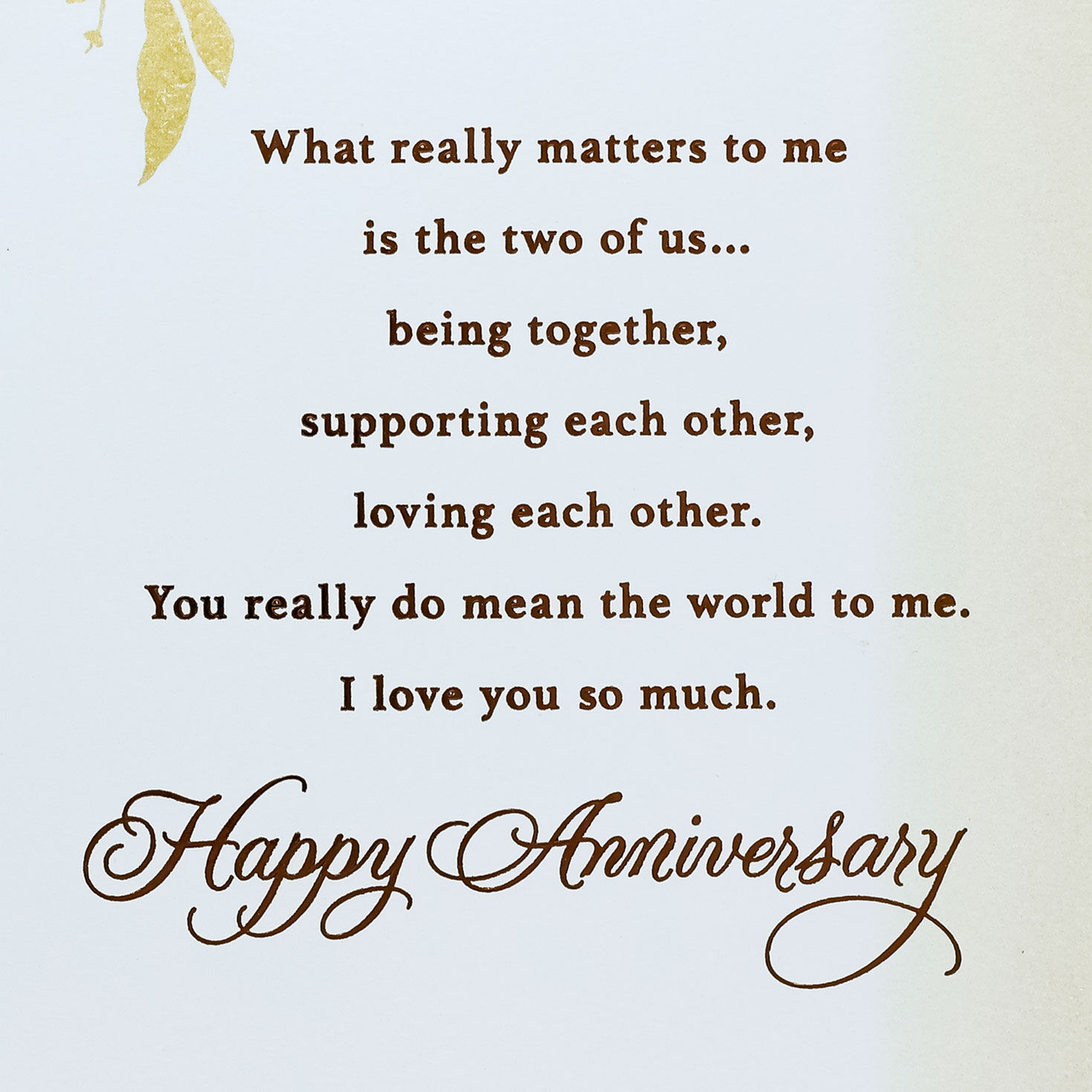 Green and Gold Leaves Our Anniversary Card sentiment image number 3