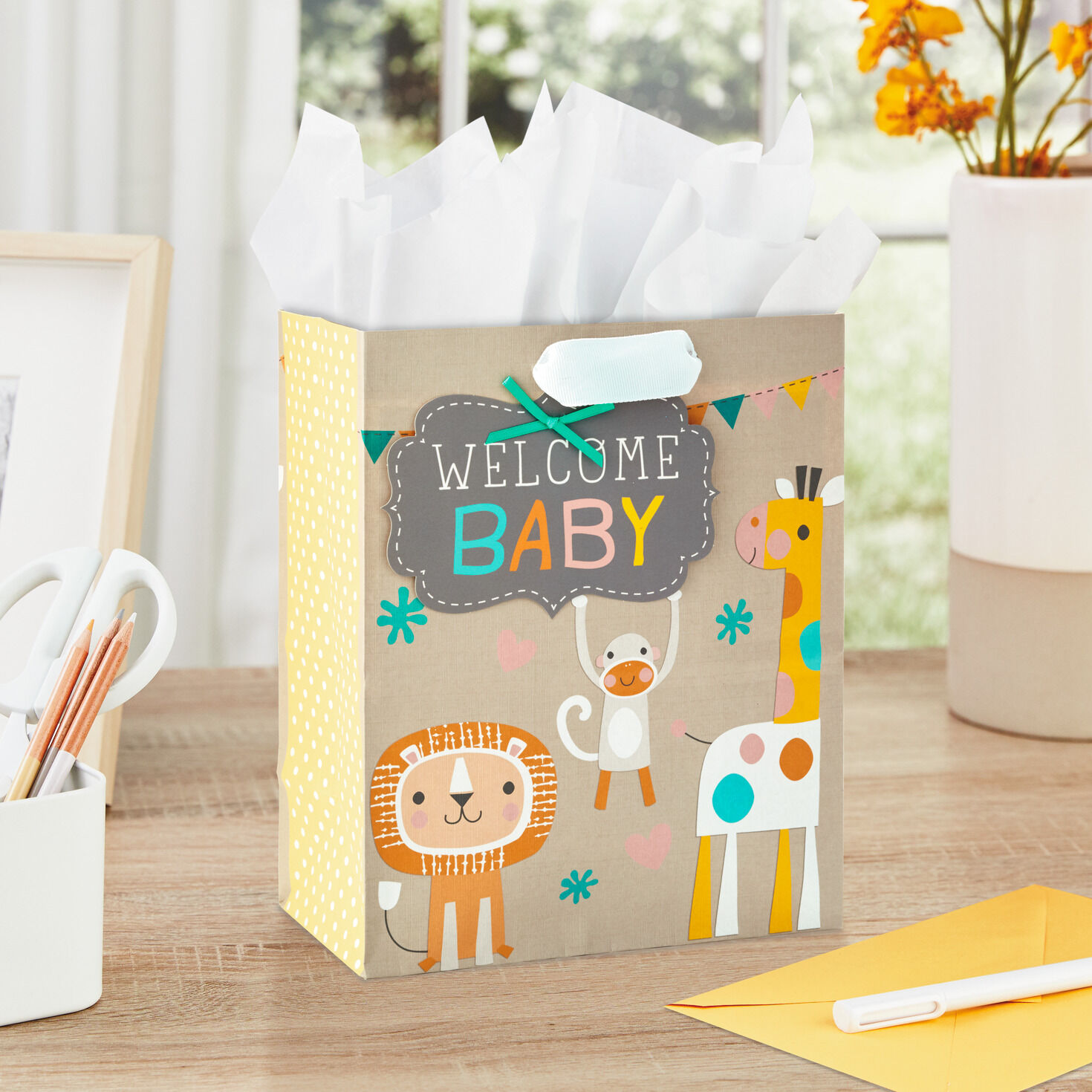 elephants ALL in one Bag! any occasion ~Lion Tag and Ribbon~ Baby or Birthday GIANT GIFT SACK ~ 36 x 44 Bag