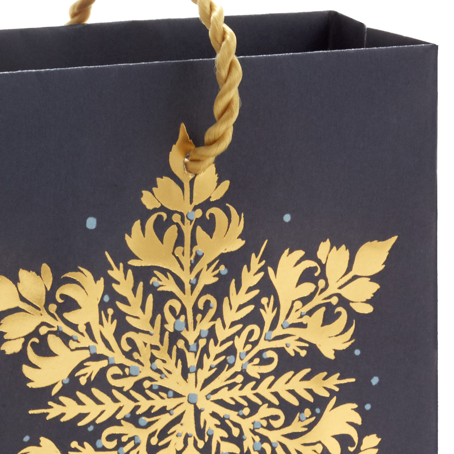 Gold Snowflake Holiday Gift Card Holder Bag Handle Detail image number 4