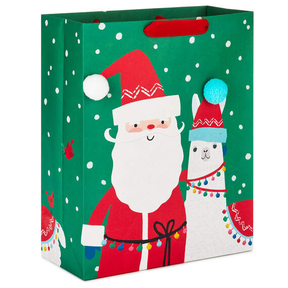 15.5" Santa and Llama Christmas Gift Bag, , large image number 1