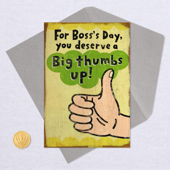 Big Thumbs Up Funny Boss's Day Card, , large image number 5