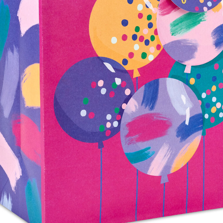 Colorful Balloons on Pink Medium Gift Bag Base/Side Detail image number 5