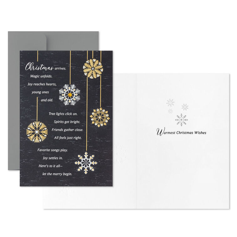 Foil Ornaments on Black Boxed Christmas Cards Pack Card Front with Sentiment image number 3