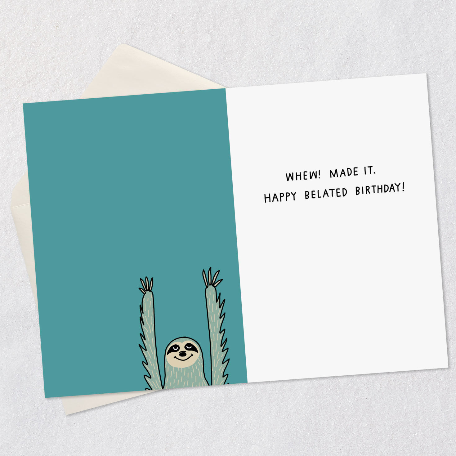 Gray Sloth Funny Belated Birthday Card  image number 3