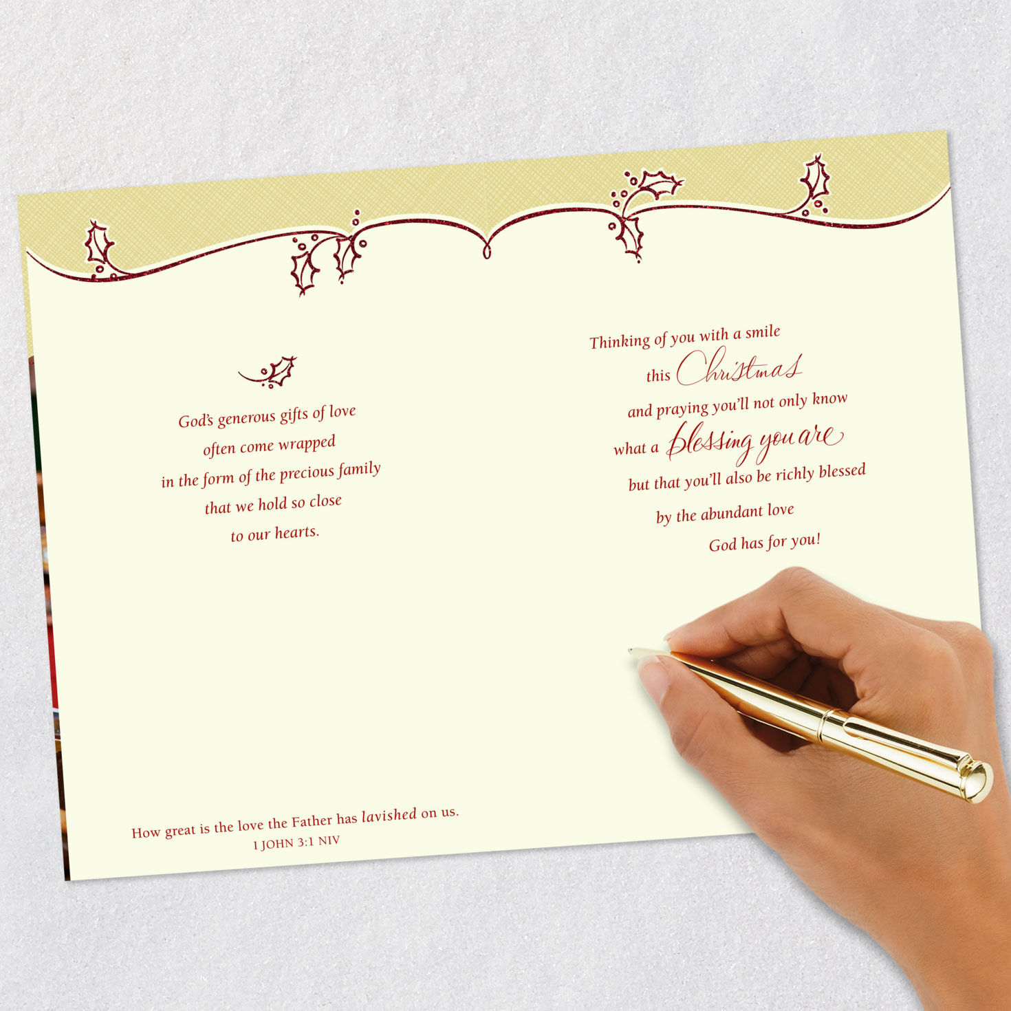 Tablescape Religious Christmas Card for Daughter Signing card image number 8