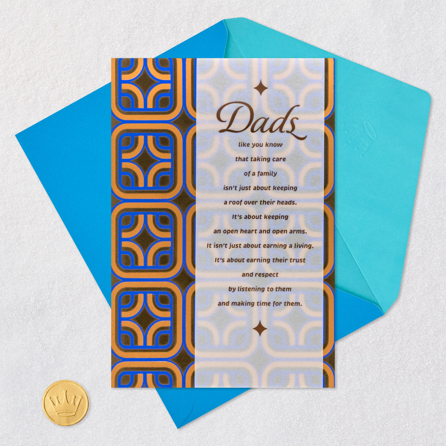 Geometric Print Dad Father's Day Card Card Front with Envelope and Gold Seal image number 5