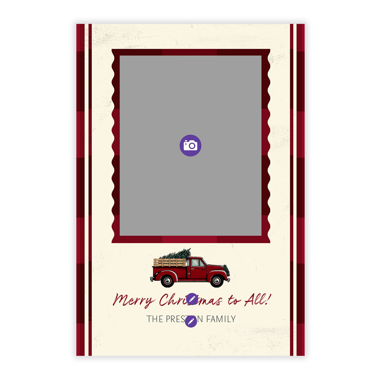 Red Truck and Plaid Flat Christmas Photo Card, , large image number 5