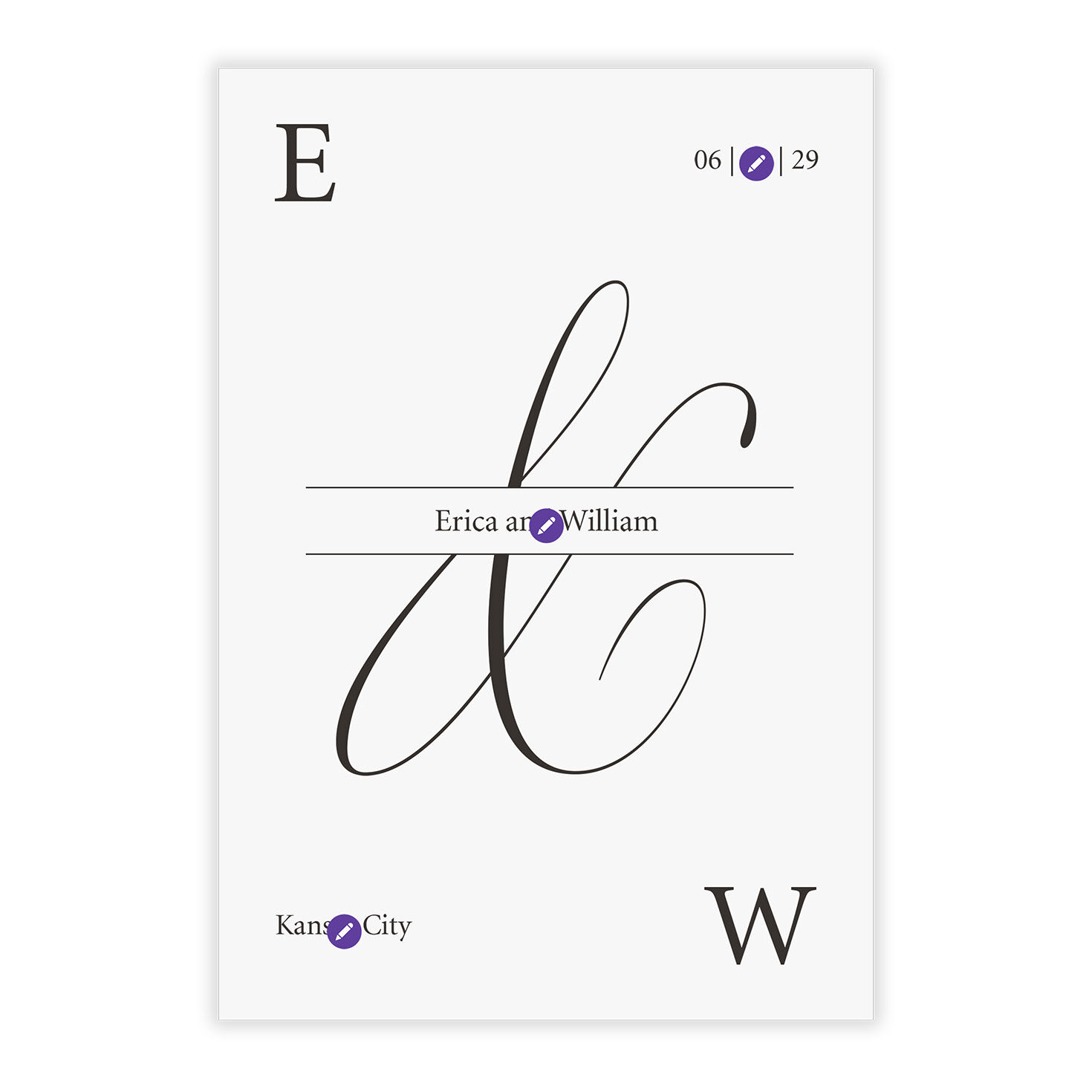 Black Monogram "&" Personalized Save the Date Card Card Front indicating personalization image number 5