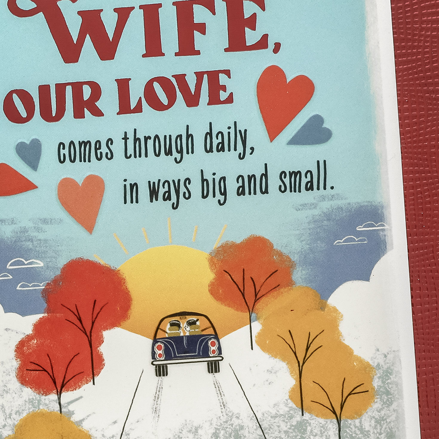 Car Ride Through Fall Leaves Sweetest Day Card for Wife Card Front Detail image number 6