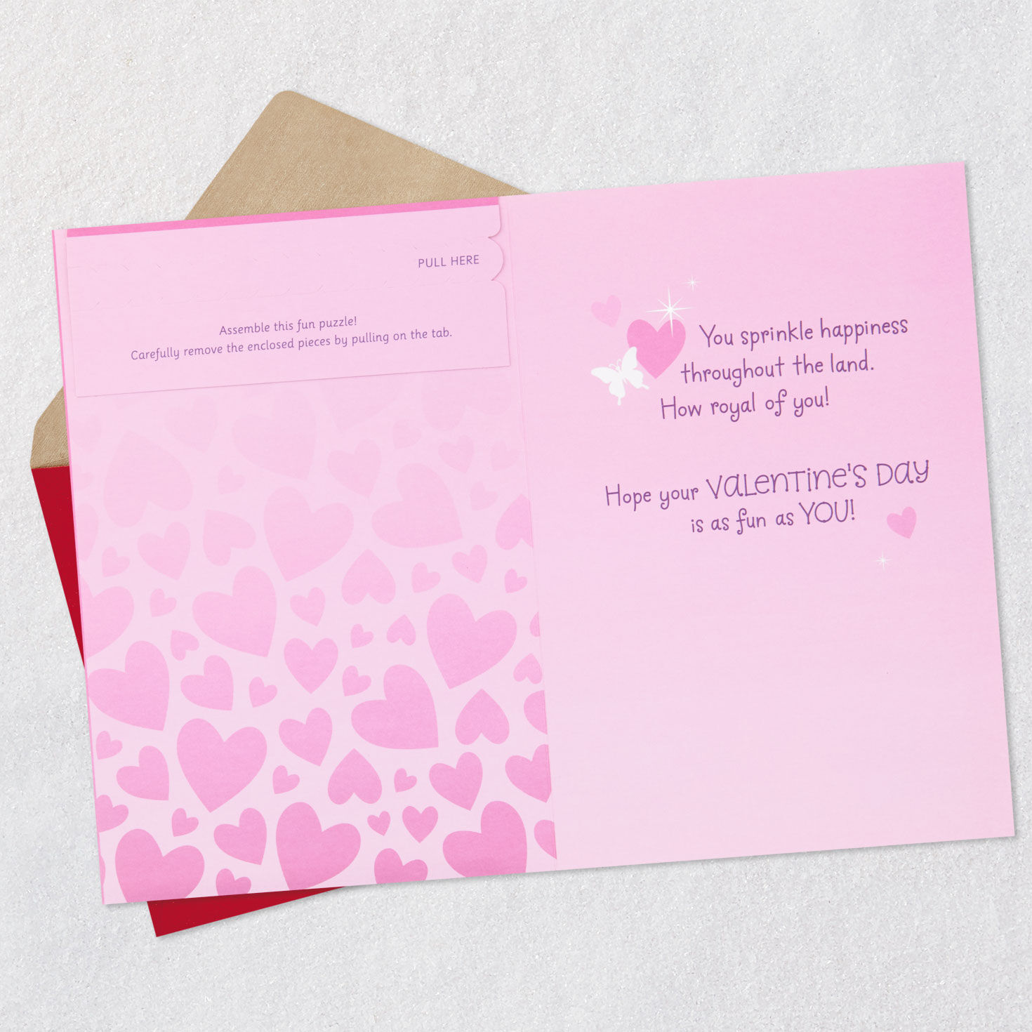 Disney Princess Kids Valentine's Day Card With Puzzle Open card with envelope image number 3