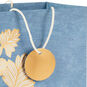 Gold Leaves on Light Blue Large Gift Bag Handle Detail image number 4