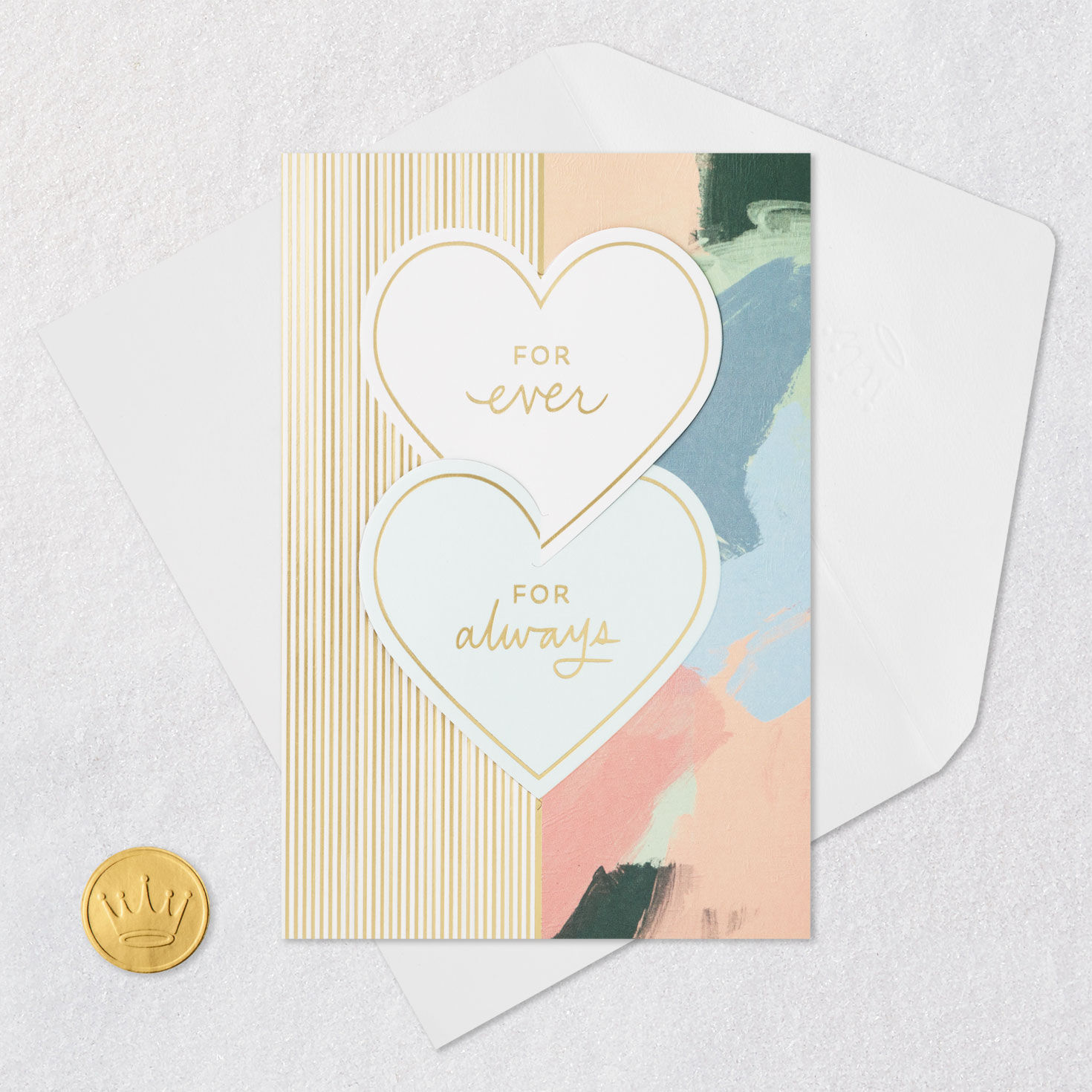Two Hearts Romantic Anniversary Card for Spouse Card Front with Envelope and Gold Seal image number 6
