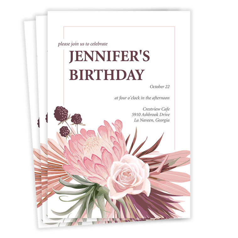 Luxe Garden Flat Birthday Invitation