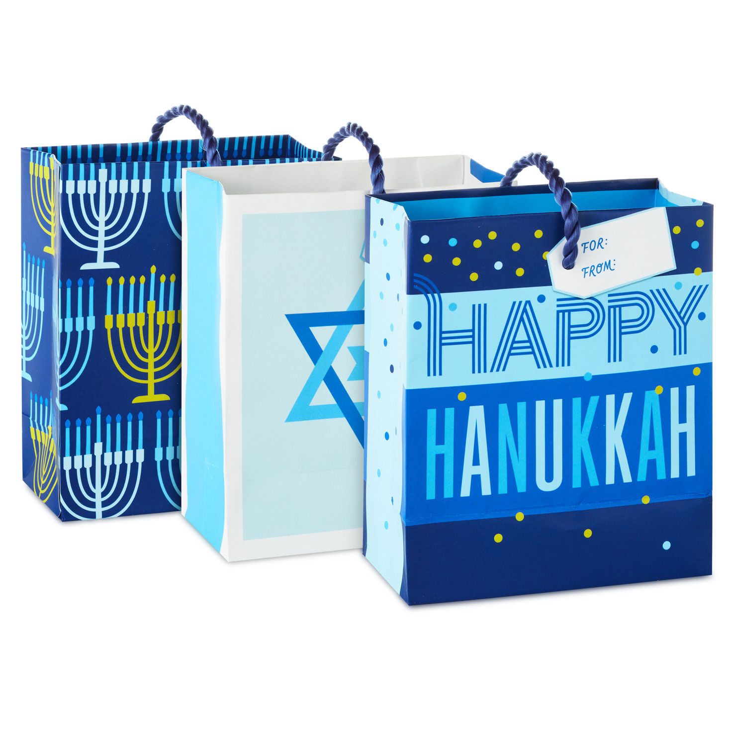 Blue Icons 3-Pack Assorted Hanukkah Gift Card Holder Mini Bag Bundle