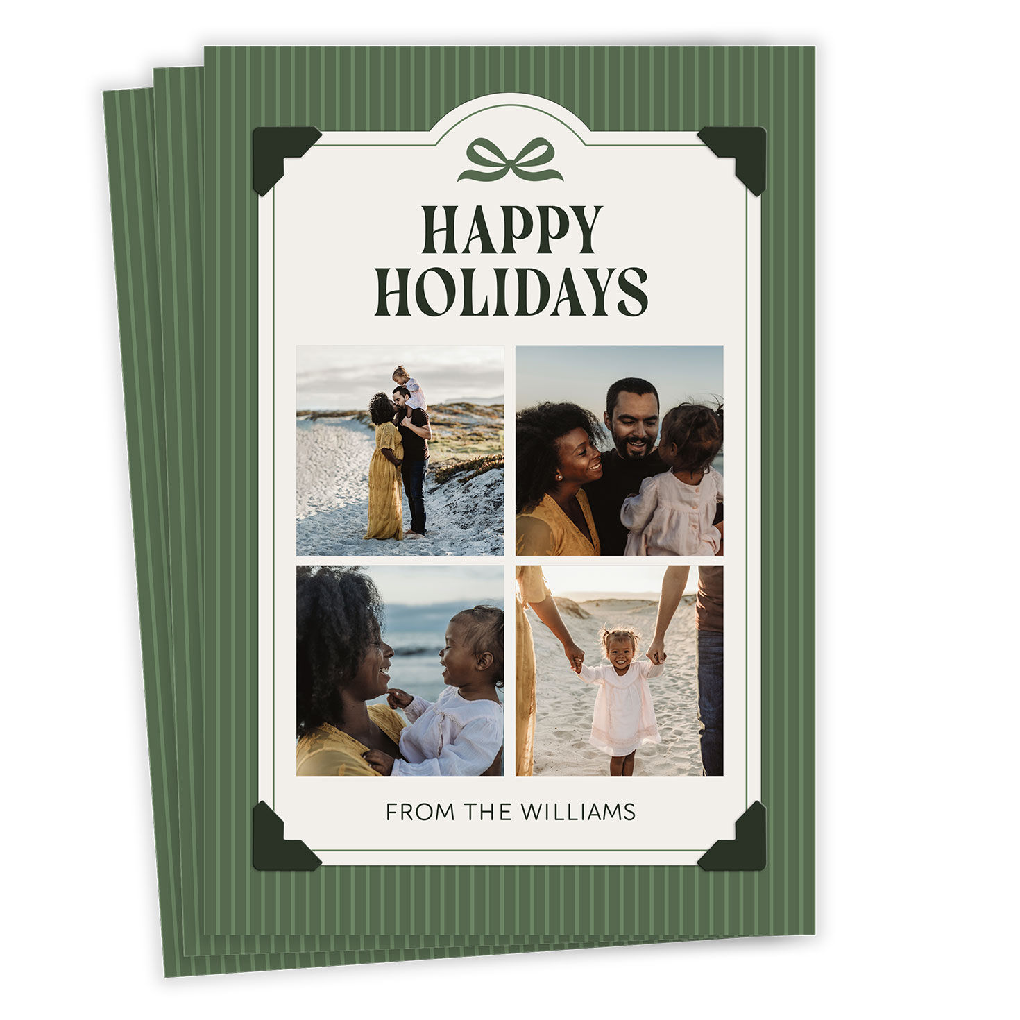 Striped Scrapbook Flat Holiday Photo Card