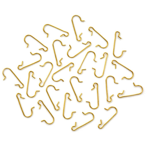 Mini Brass Ornament Hooks, Set of 25, 