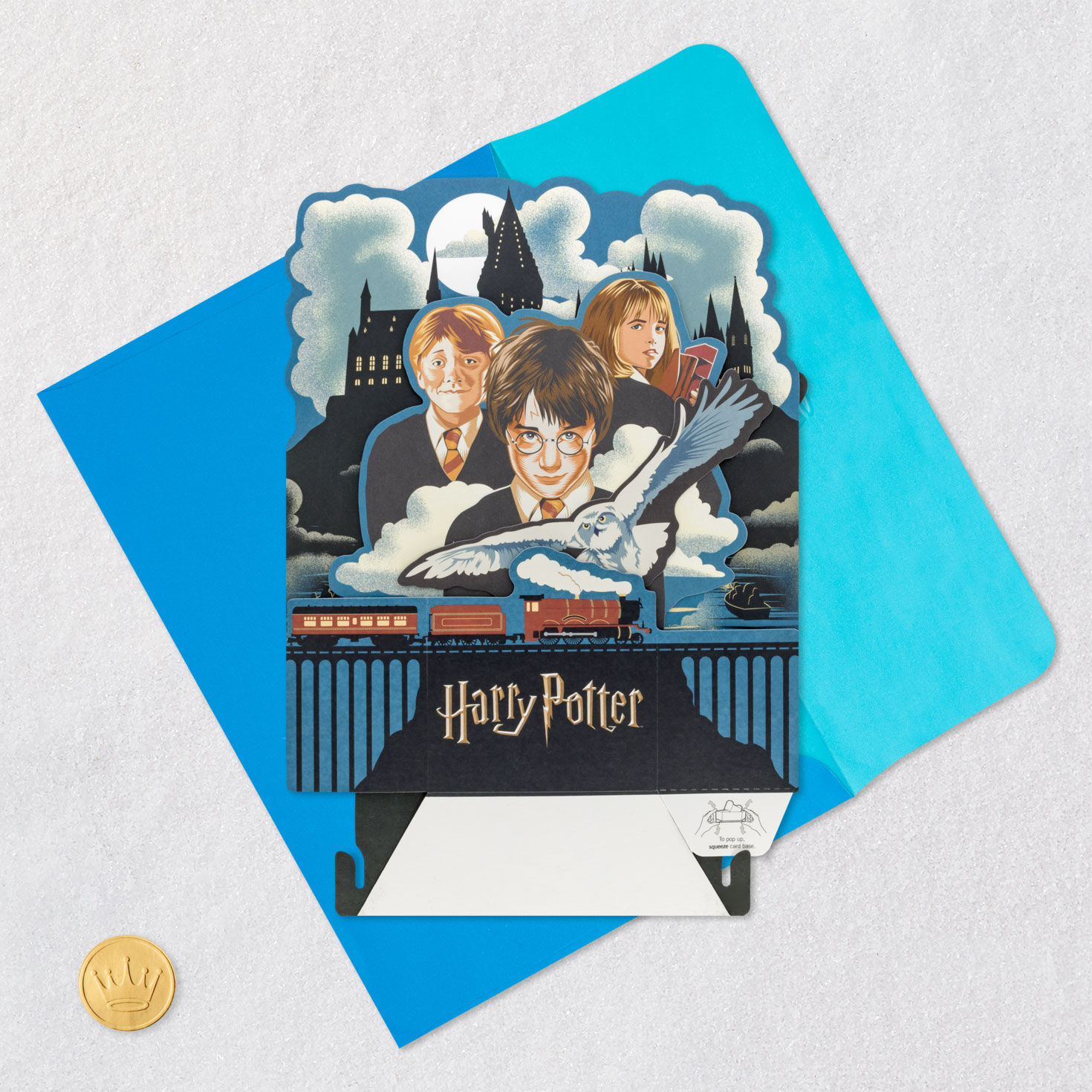 Harry Potter Quidditch Pop-Up Birthday Card Card Front with Envelope and Gold Seal image number 6