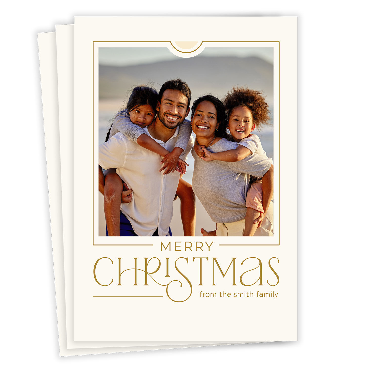 Golden Merry Flat Christmas Photo Card