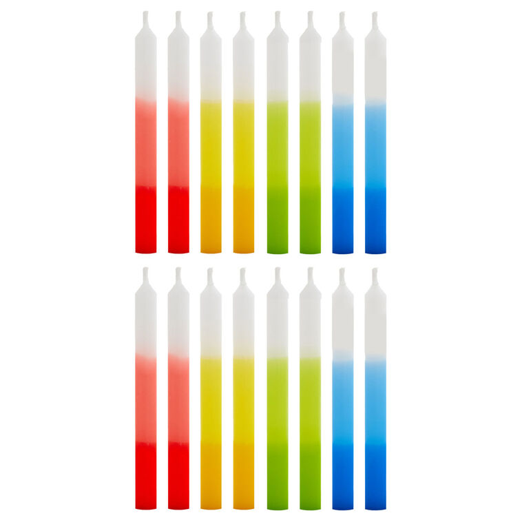 Multicolor Ombré Stripe Birthday Candles, Set of 16