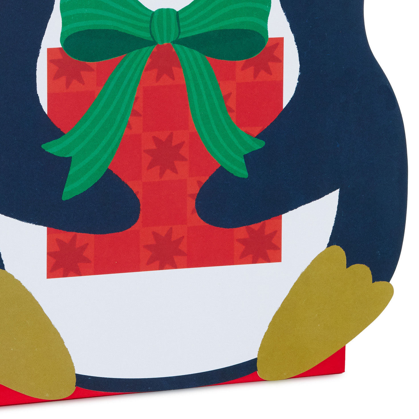 Penguin with Present Medium Holiday Gift Bag upclose view image number 5