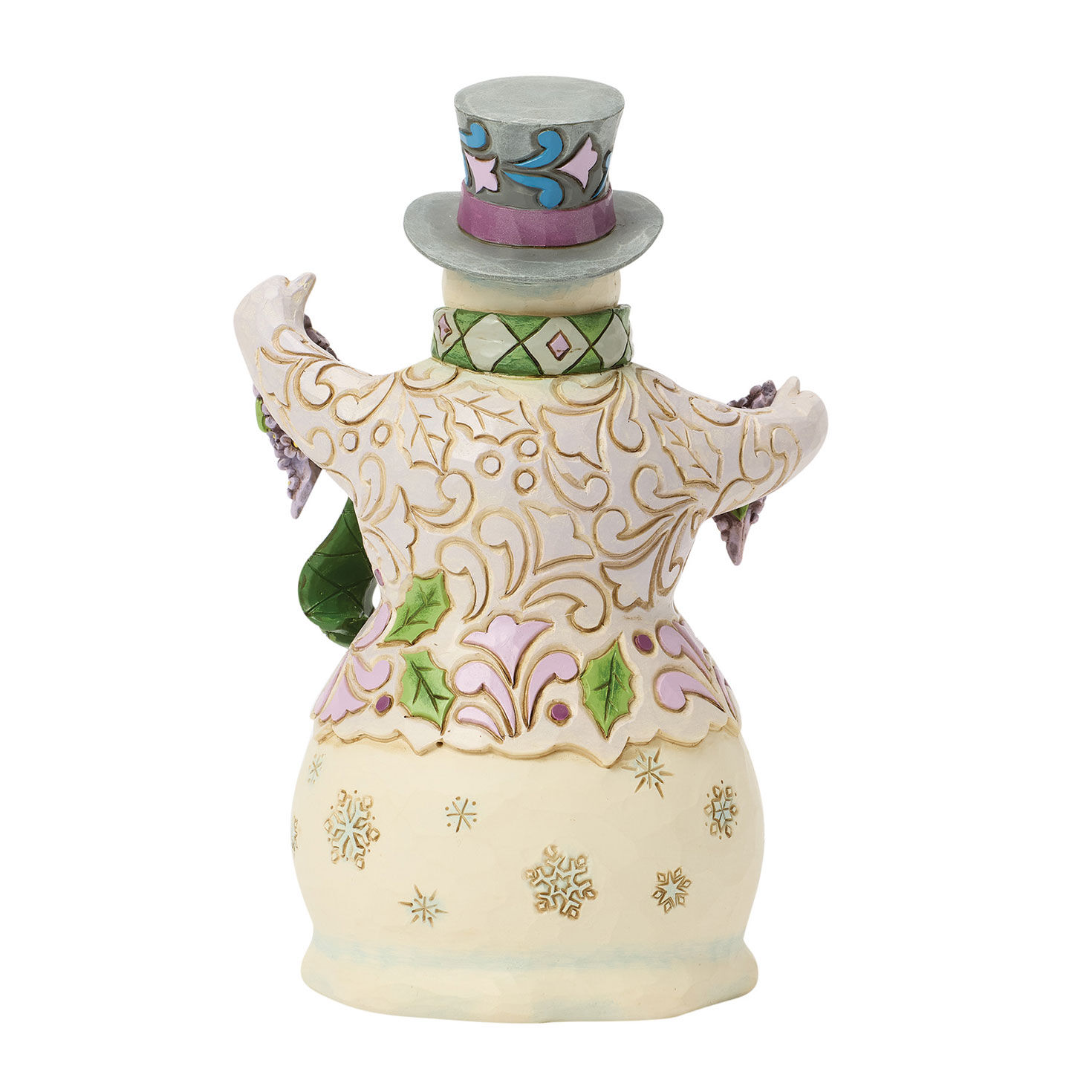 Purple and Green Snowman With Garland Jim Shore Statue Back image number 2