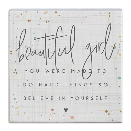 Simply Said Beautiful Girl Quote Gift-a-Block Wood Sign, 5.25x5.25, 