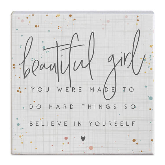 Simply Said Beautiful Girl Quote Gift-a-Block Wood Sign, 5.25x5.25