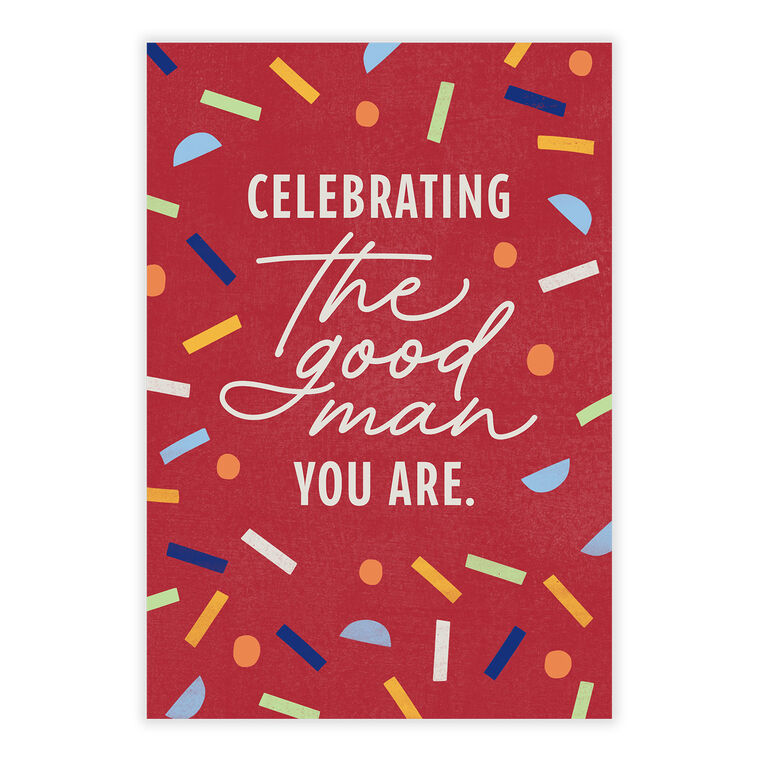 Red With Confetti Personalized Birthday Card front image number 2