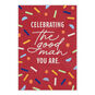 Red With Confetti Personalized Birthday Card front image number 2