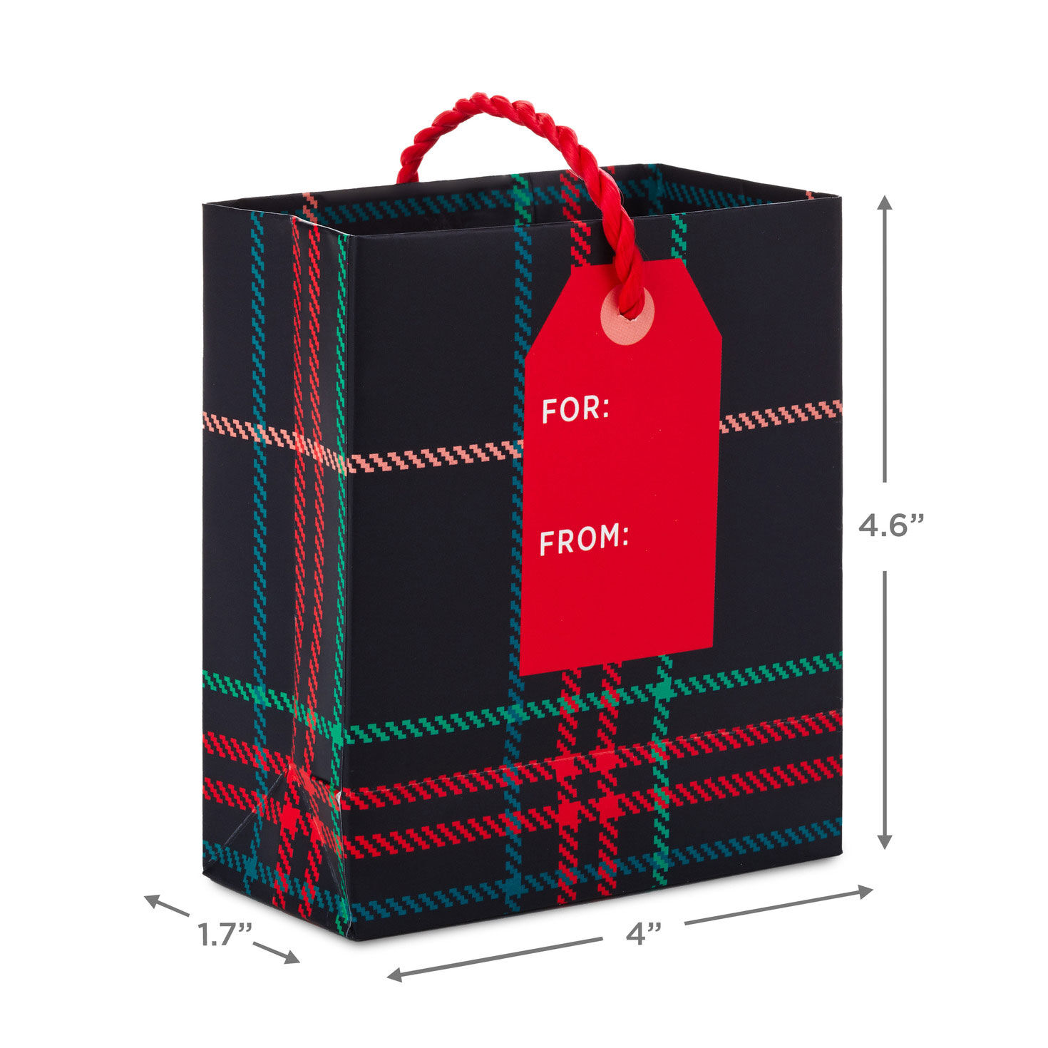 Holiday Plaid Christmas Gift Card Holder Mini Bag measurement image number 3