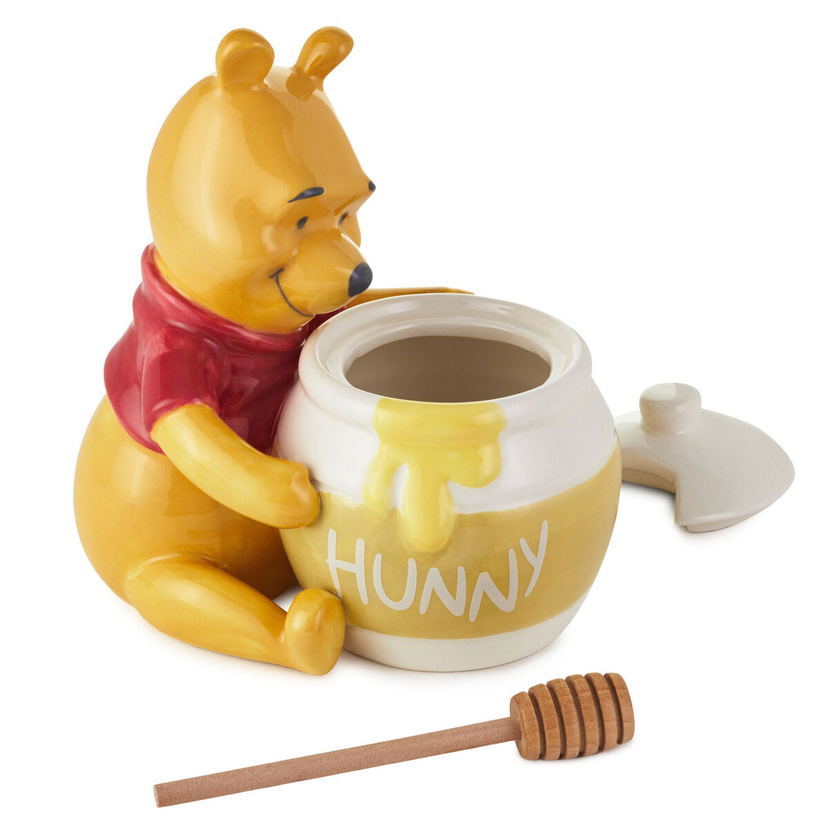 Disney Winnie the Pooh Ceramic Honey Pot With Serving Wand, Set of 2