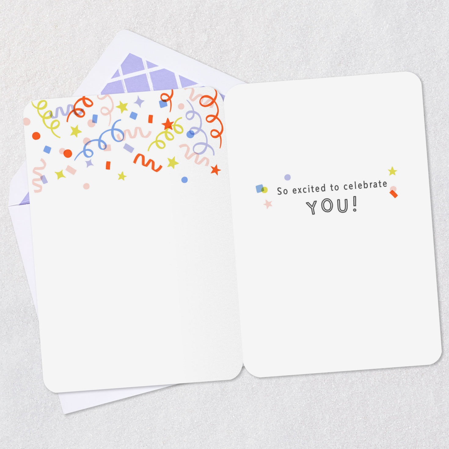 Colorful Confetti Popper Celebration Card Open card with envelope image number 3