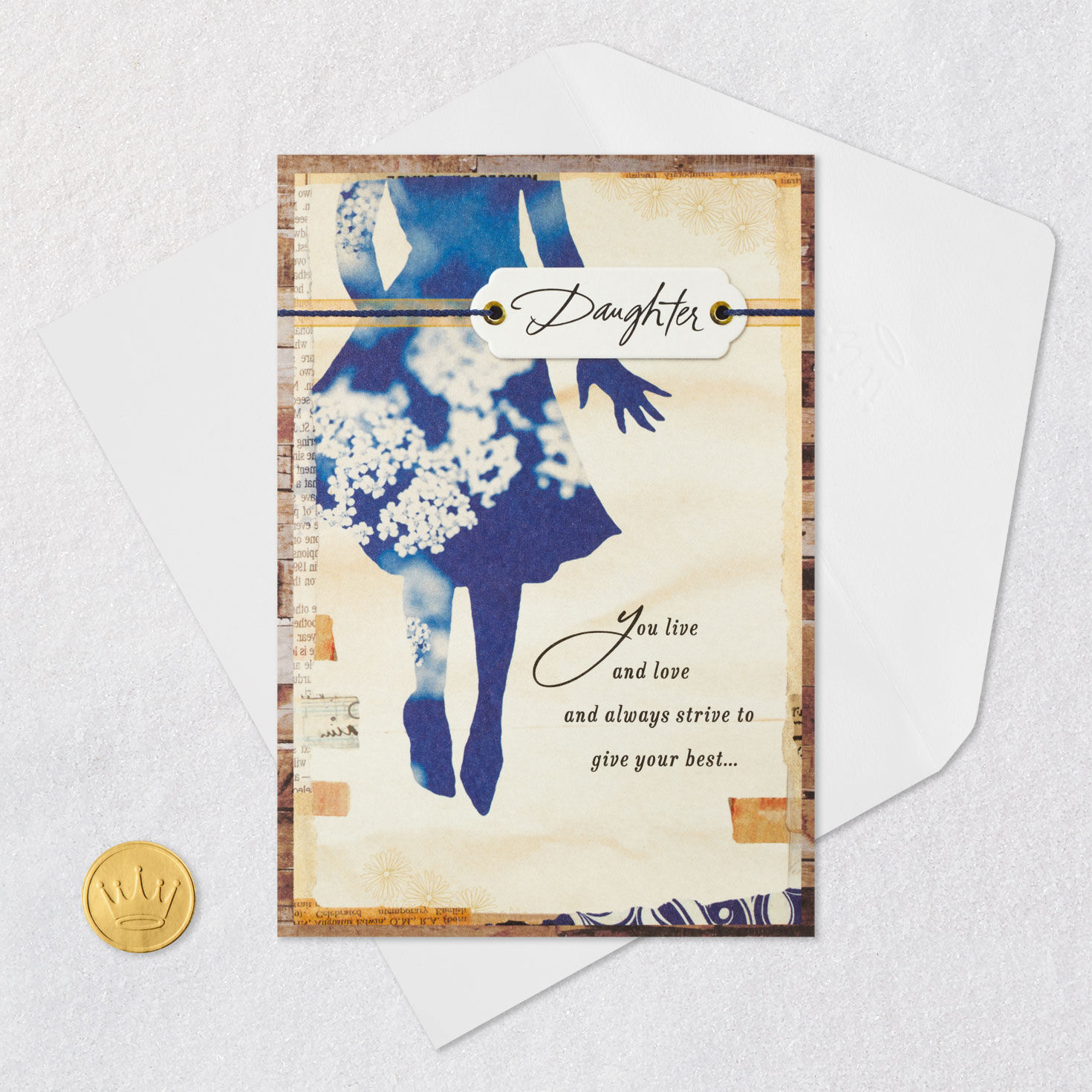 Silhouette Flowers Daughter Mother's Day Card Card Front with Envelope and Gold Seal image number 5