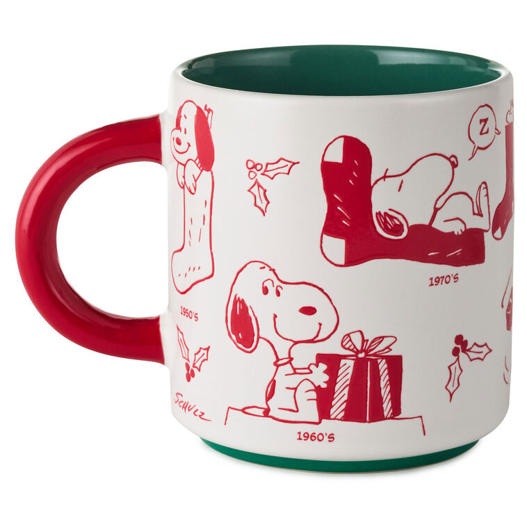 Holiday Snoopy Scenes in Redwork Mug back image number 2